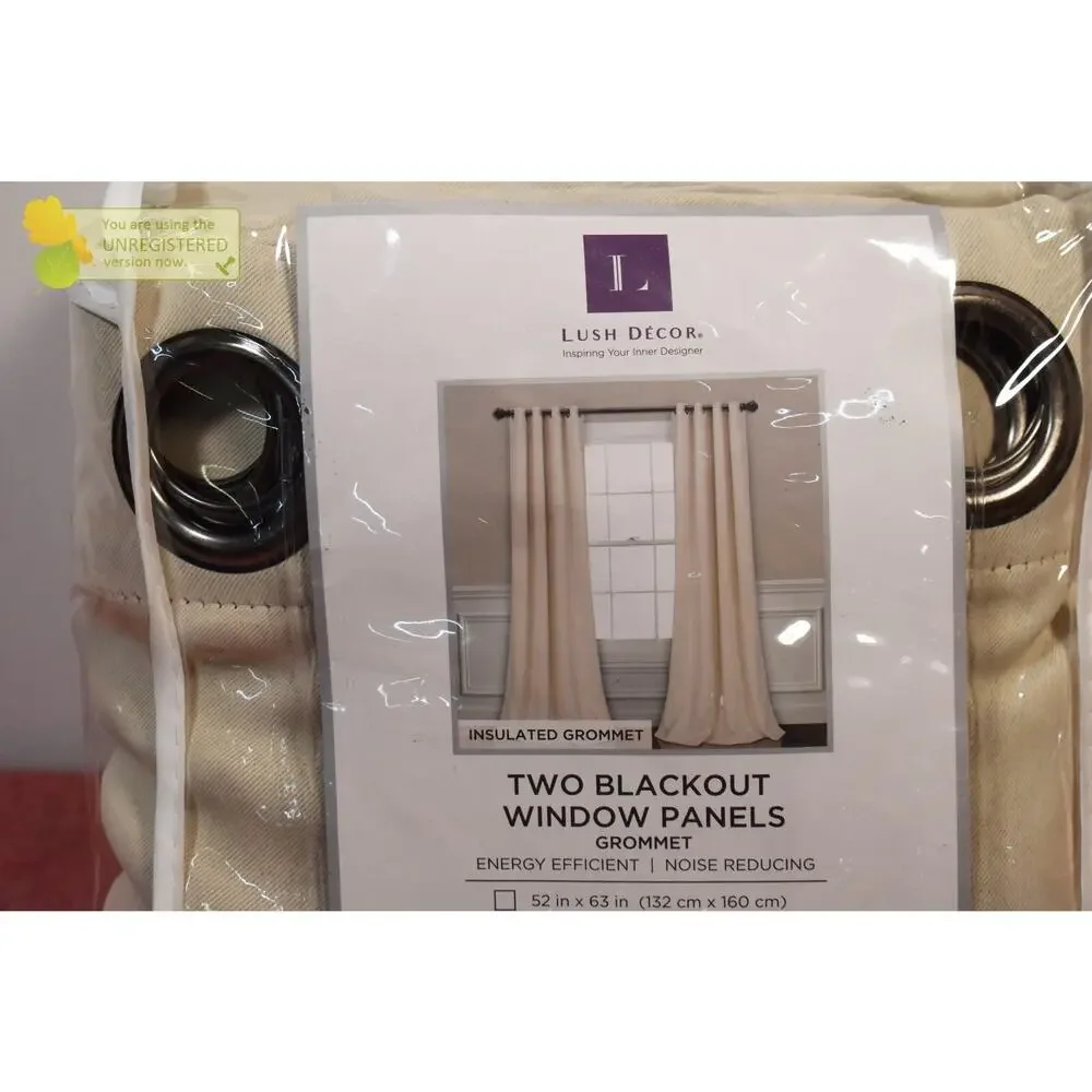 Lush Décor Set of 2 Insulated Grommet Top Blackout 52x108 Curtain Panel Neutral#
